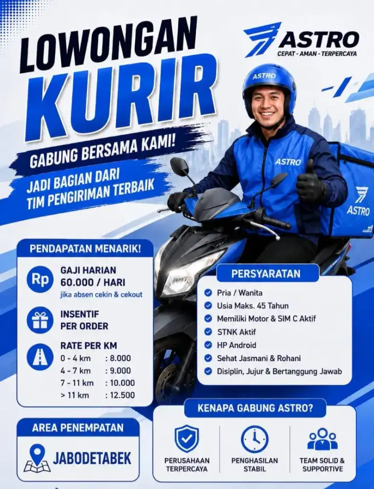 LOKER ASTRO JABODETABEK - SESUAI DOMISILI (PROSES REKRUTMEN GRATIS)