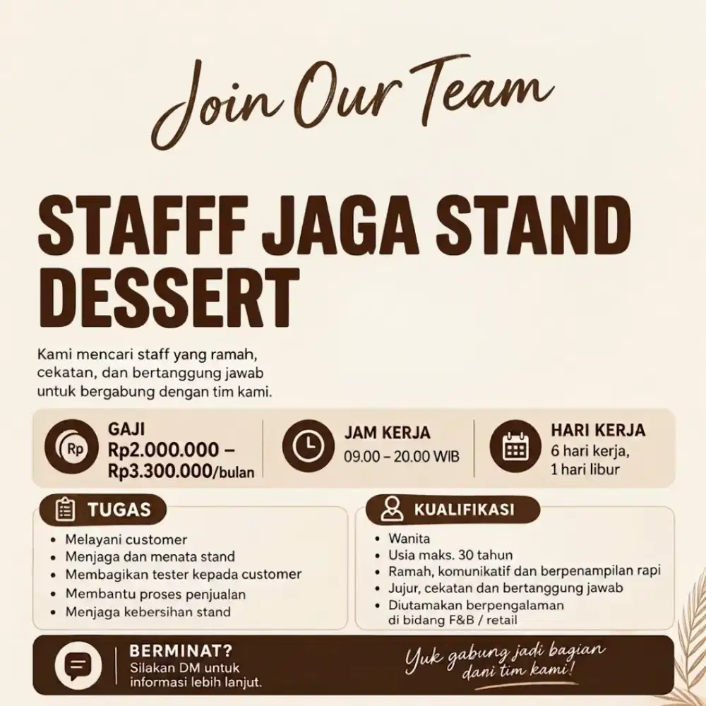 LOWONGAN JAGA STAND DESSERT