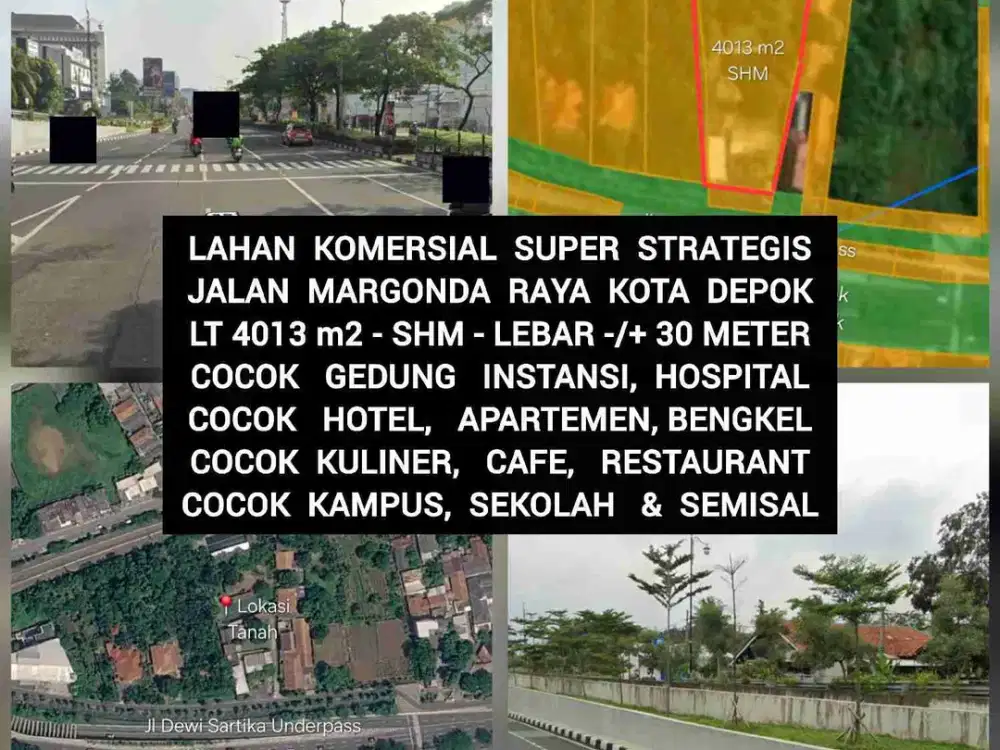 JUAL TANAH LAHAN SUPER KOMERSIAL PINGGIR JALAN MARGONDA RAYA KOTA DEPOK