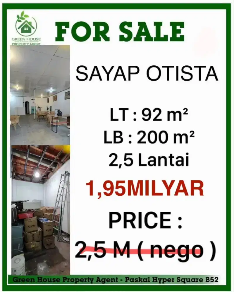 JUAL CEPAT BUTUH UANG RUKO DI SAYAP OTISTA