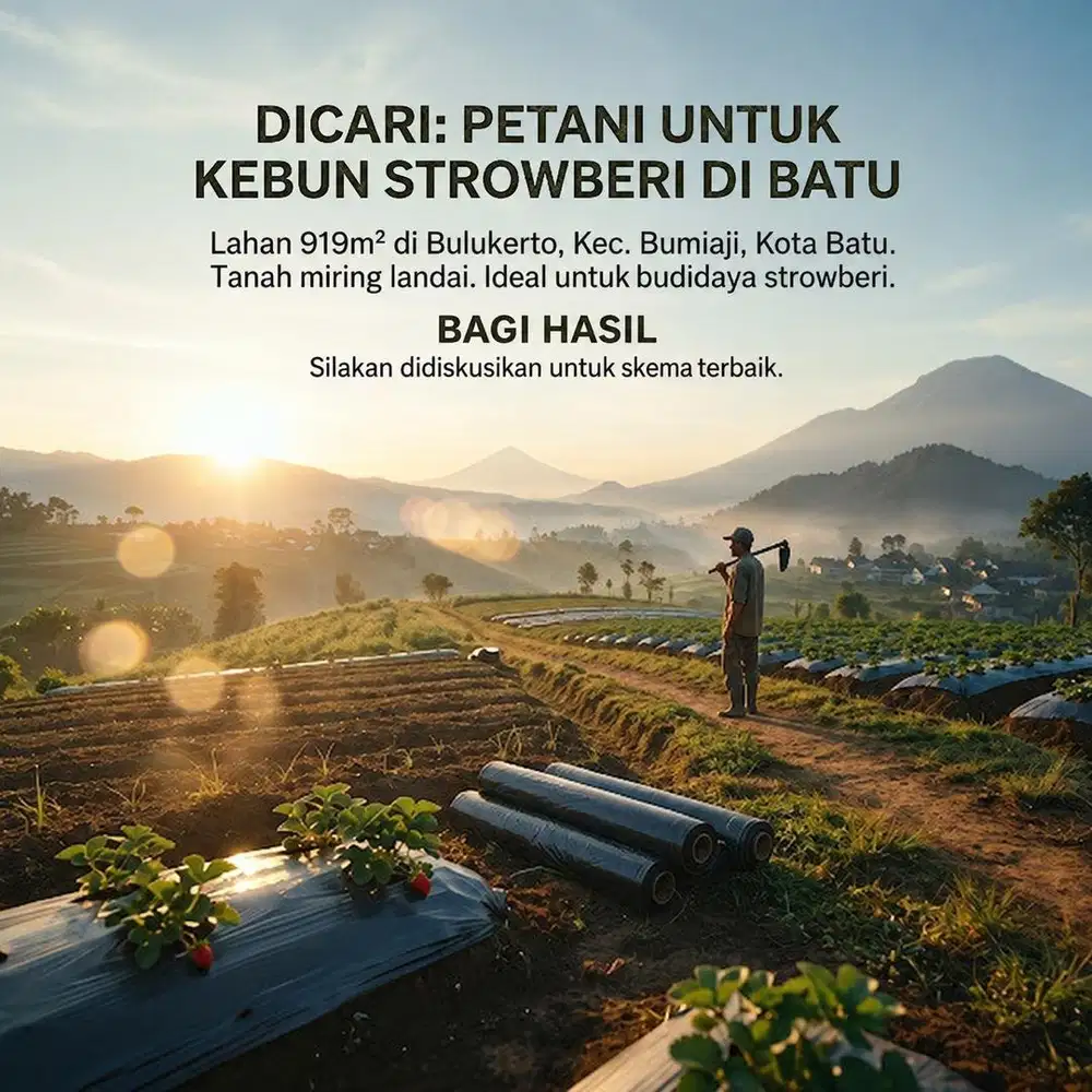 Dicari Jasa Tanam Strowberi 919m2 di Batu - Bagi Hasil