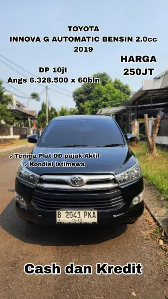 Dp 10jt angs 6,328,000 x 60 ..Innova G Automatic Bensin 2019 wrn hitam