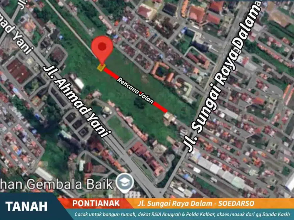 jual tanah murah jln sungai raya dalam / rs.soedarso belakang polda kalbar