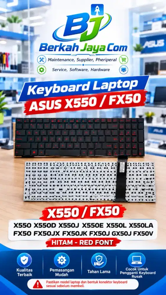Keyboard Laptop ASUS X550 / FX50 – Hitam, Red Font
