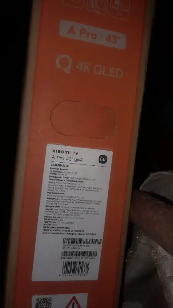 Xiaomi A Pro QLED 43 Inch 2026 Like New Garansi 23 Bulan Fullset