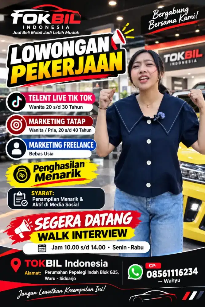 Lowongan Konten Kreator  Telent Live Tik Tok