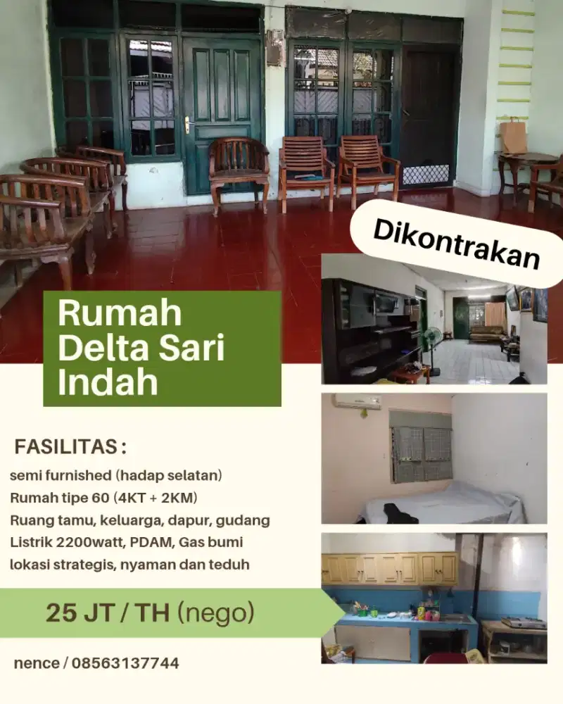 dikontrakan rumah delta sari indah