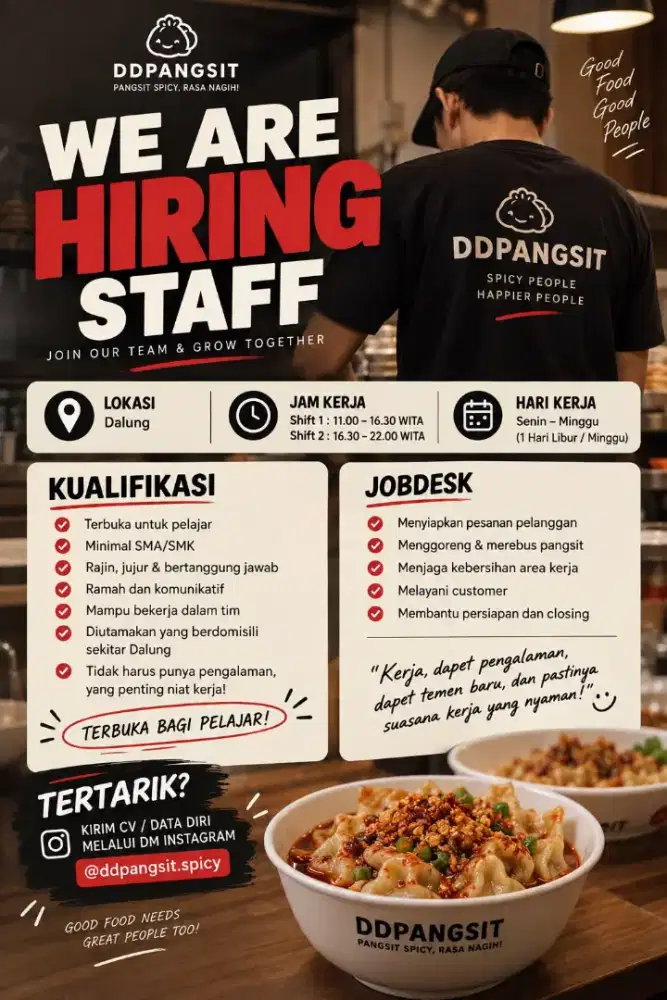 LOWONGAN STAFF DDPangsit - Part Time