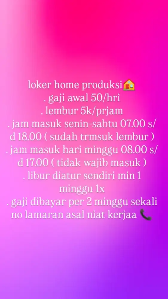 Loker home produksi