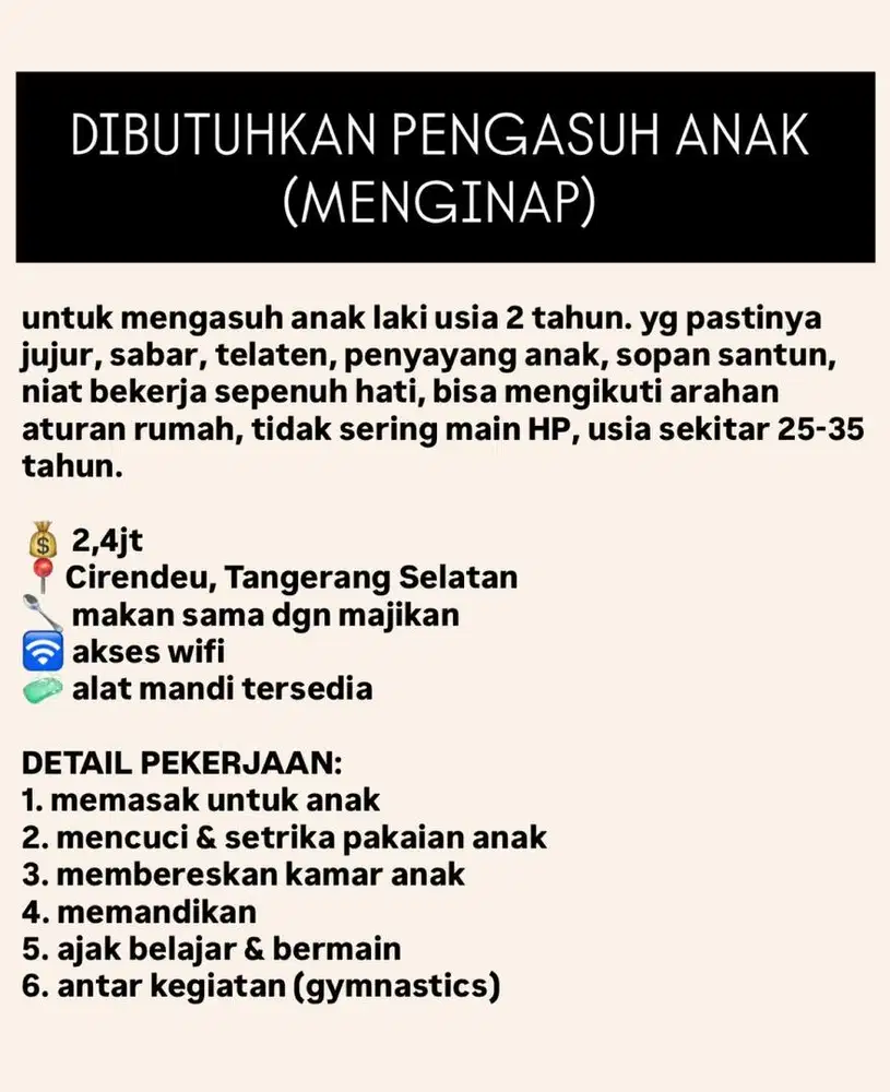 SUSTER BALITA PENGASUH ANAK