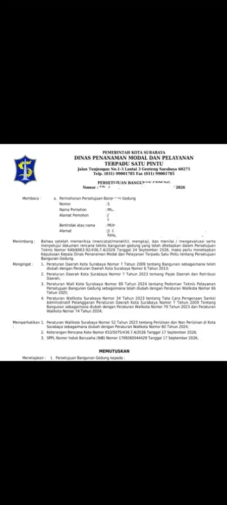 Jasa Pengurusan PBG Kos, Rumah tinggal, NIB