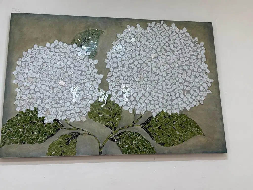 White Hydrangea Mosaic Art