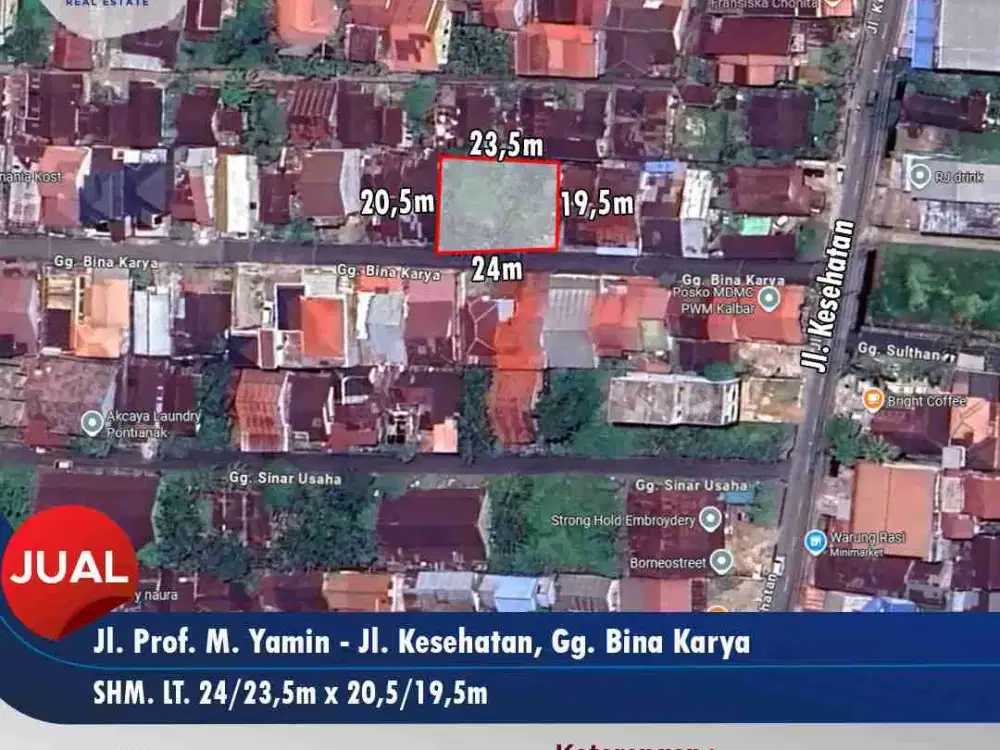 Dijual tanah siap bangun Jl. Prof. M. Yamin - Gg. Bina Karya
