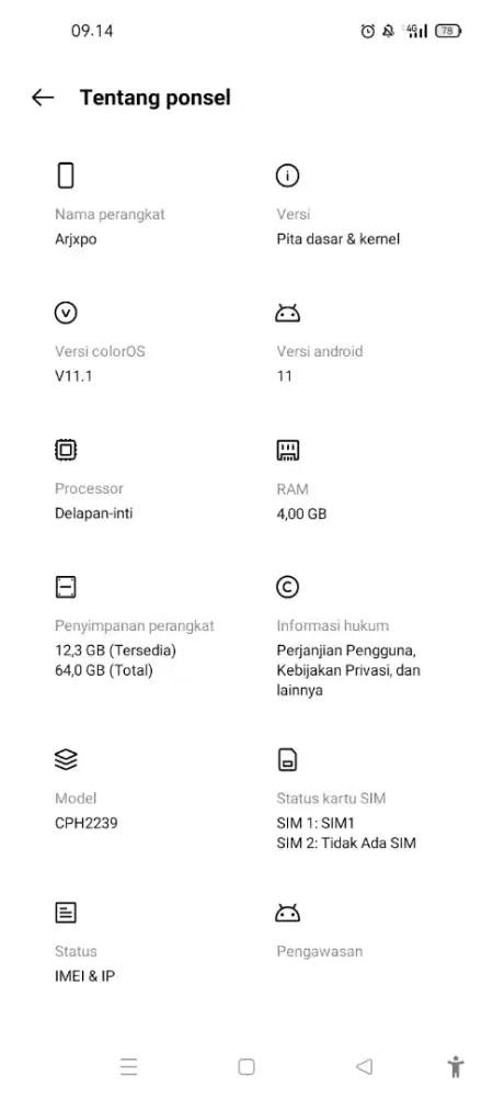Oppo A54 Ram 4/64 GB