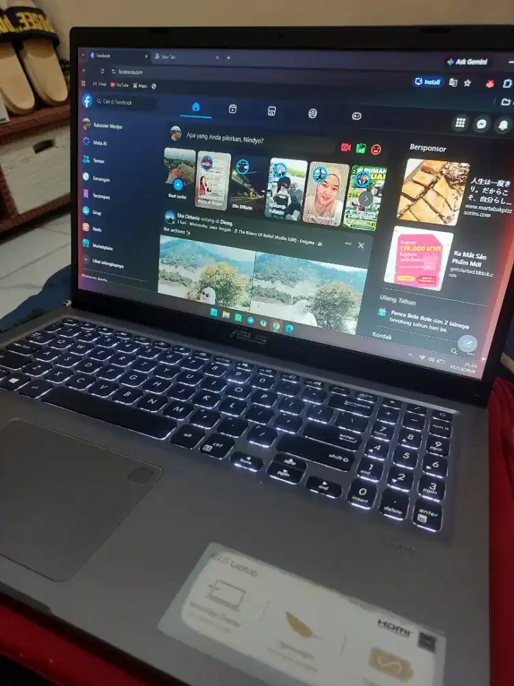 Laptop Asus 16 Inch A516JAO RAM 12GB/256GB SSD Fullset + Bonus