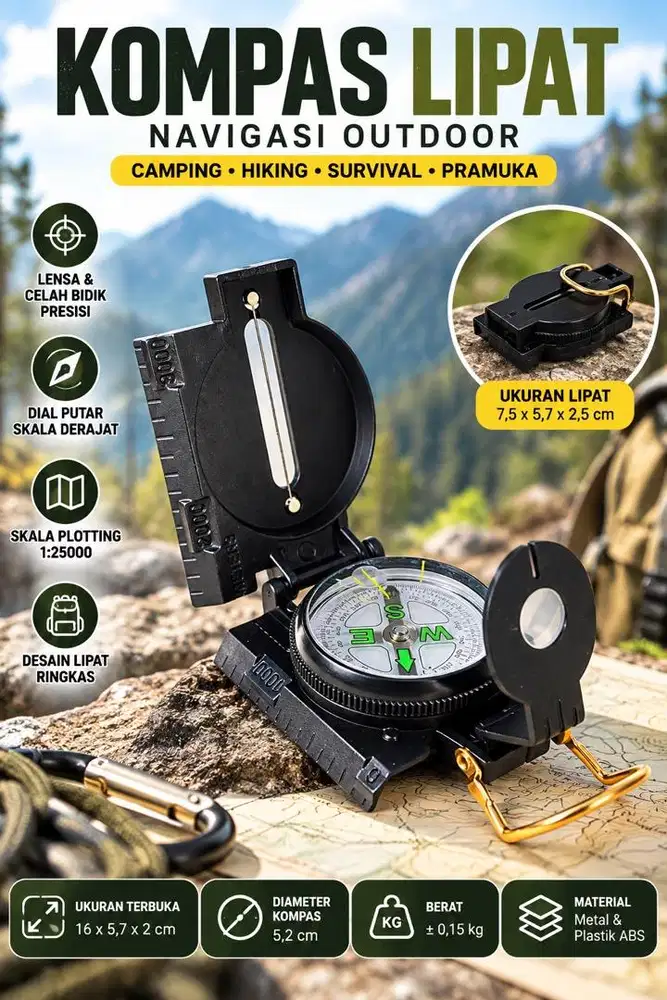 kompas bidik prisma lipat tracery navigasi uoutdoor hiking