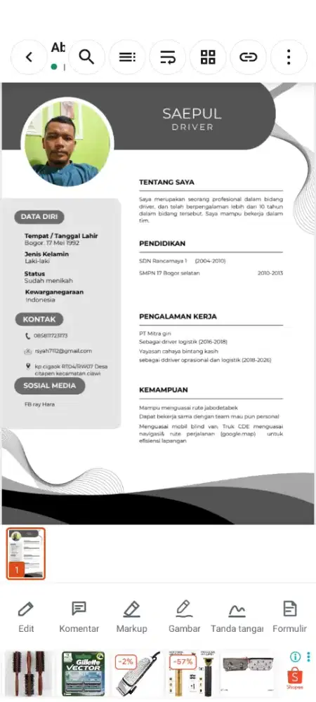 Info lokernya SIM A