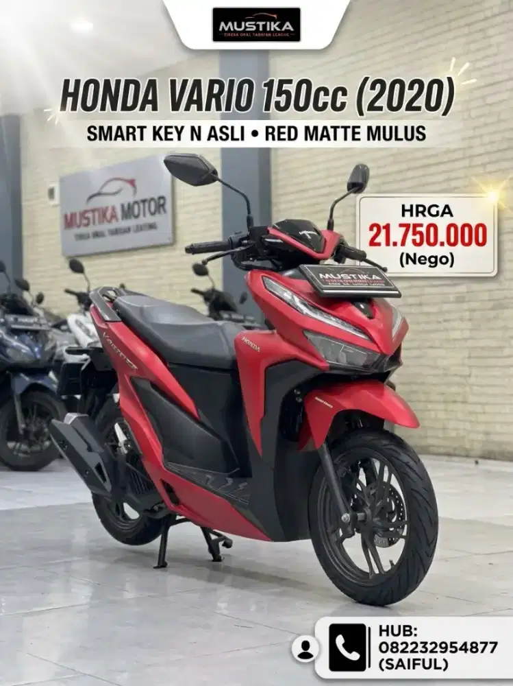 Perfect Condition!!Honda Vario 150cc 2020 Red Matte N Asli-Mustika
