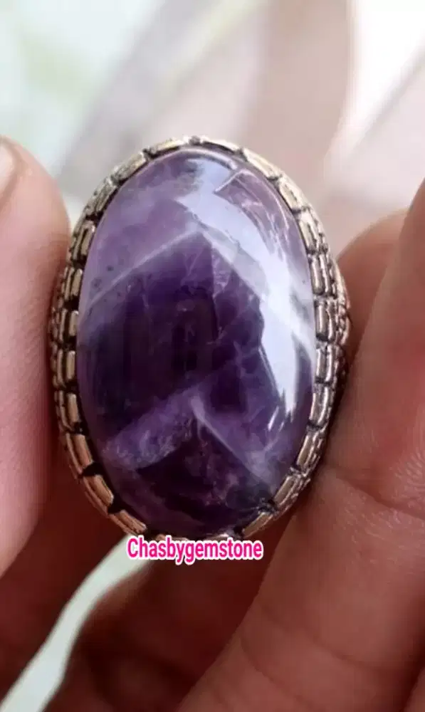 Cincin batu kecubung serat junder-Kecubung serat junjung derajat mulus