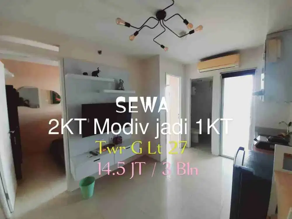 SEWA 2BR Modifikasi Jadi 1BR Furnish Twr G Apartemen Bassura City