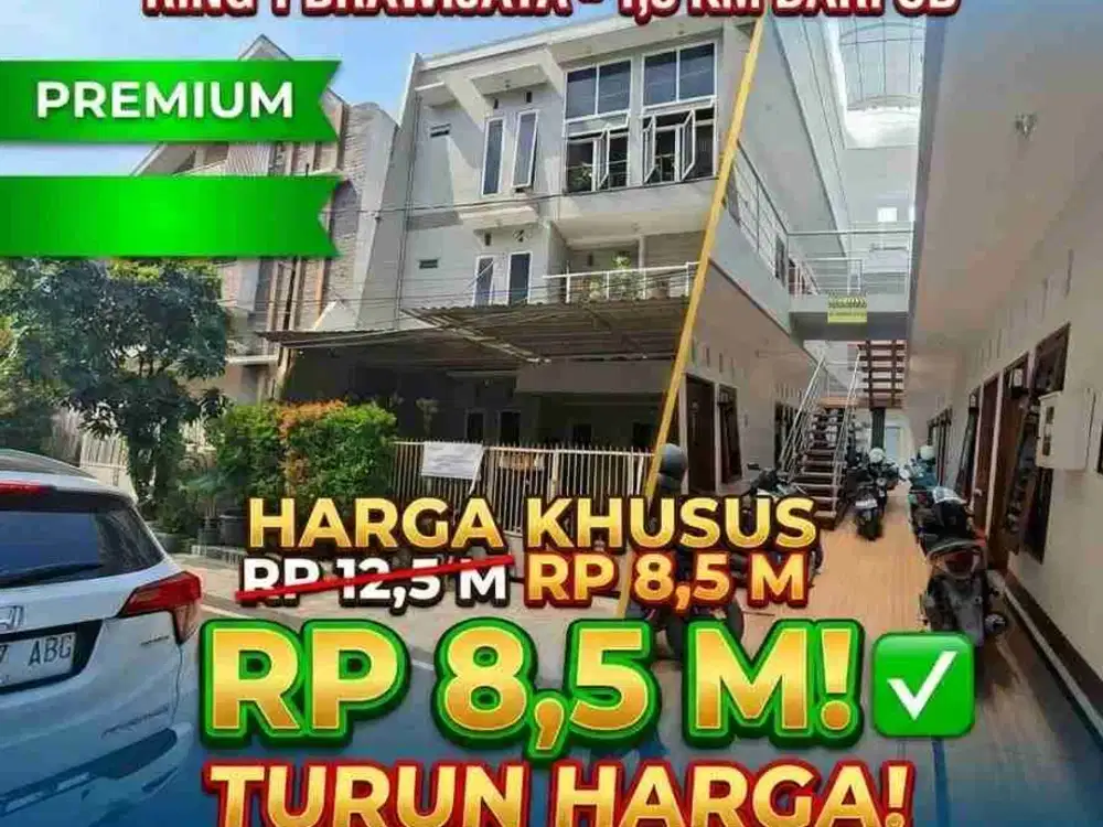 Dijual Kos-kosan Premium Bunga-Bunga Suhat Malang Dekat Kampus UB (47 Kamar Tidur)