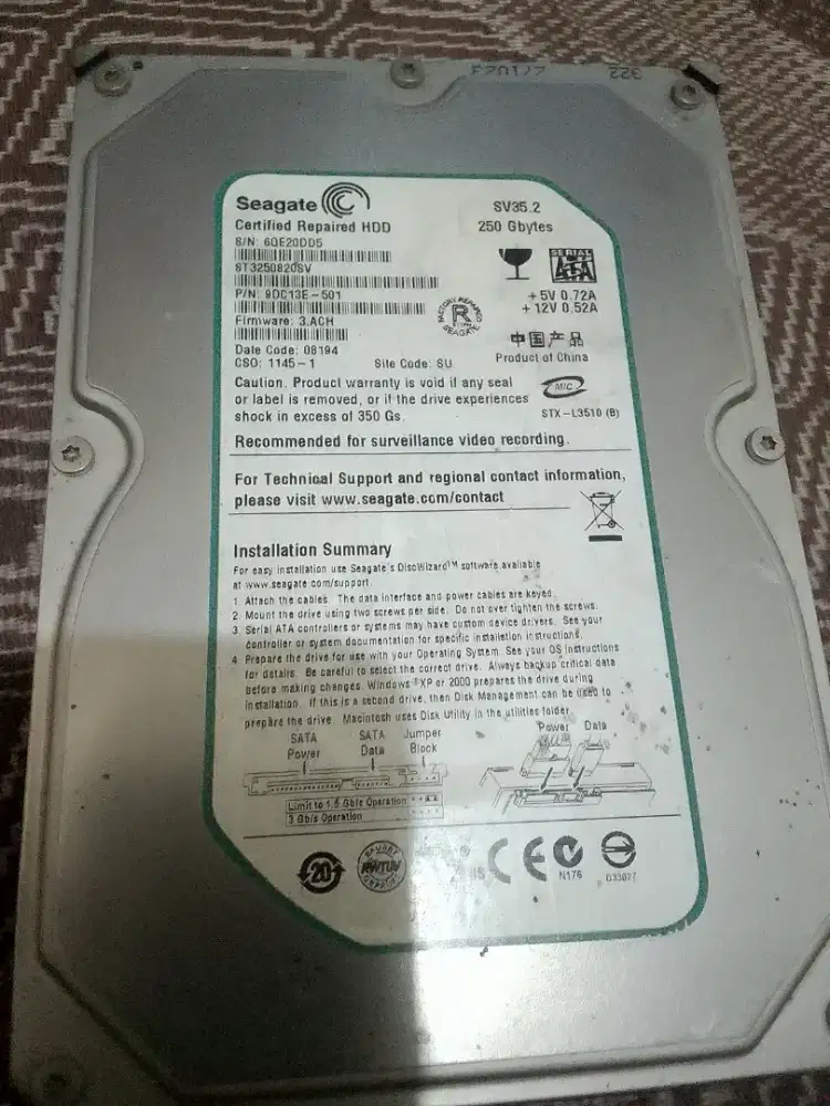 hdd pc 250 gb seagate
