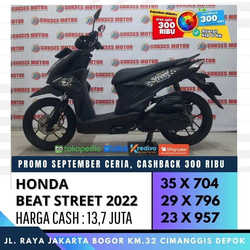 HONDA BEAT STREET ESP 2022 UNIT MULUS CASH KREDIT DP 500
