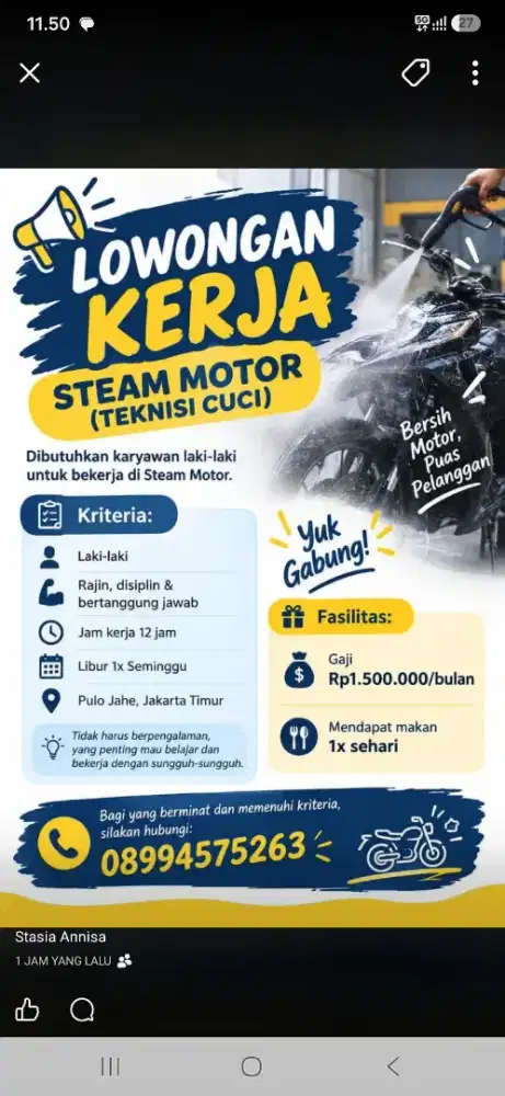 Mencari teknisi steam motor