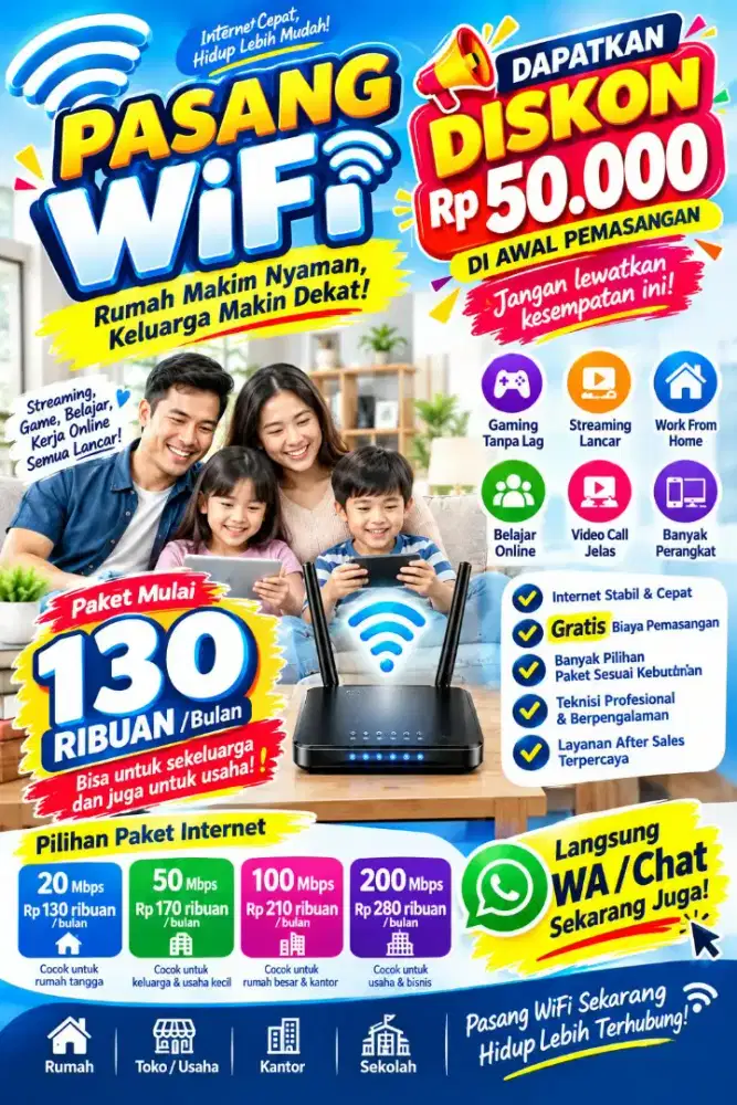 PASANG WIFI DAPAT DISKON Rp. 50.000