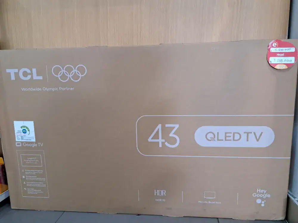 Smart TV TCL 43 Inch QLED Google TV HDR10 Bezel-less Promo Murah