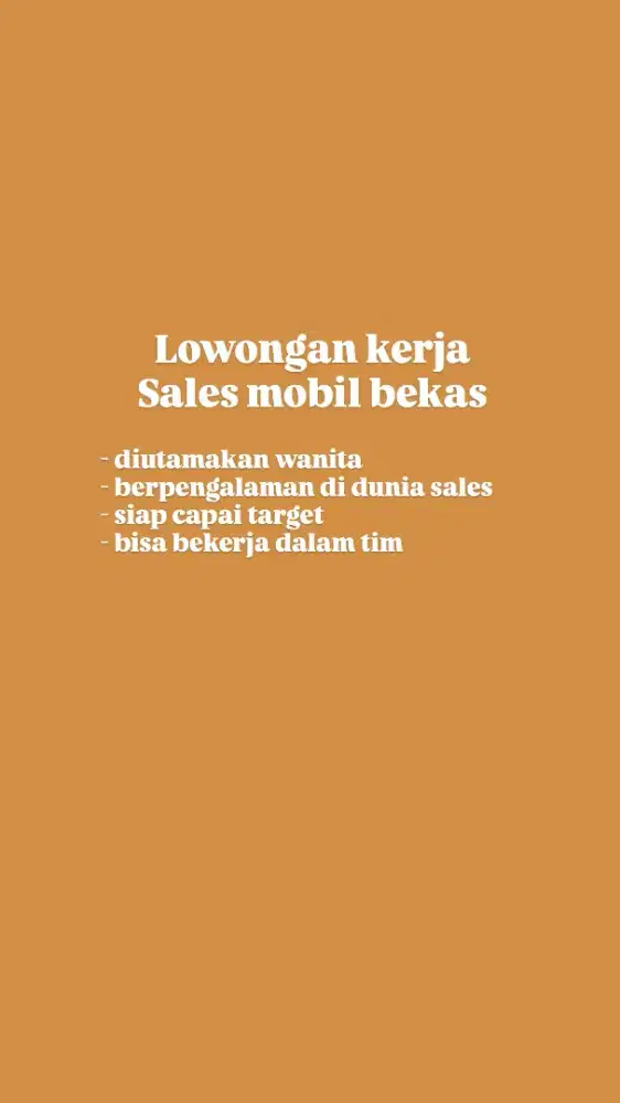 Lowongan kerja segera, sales
