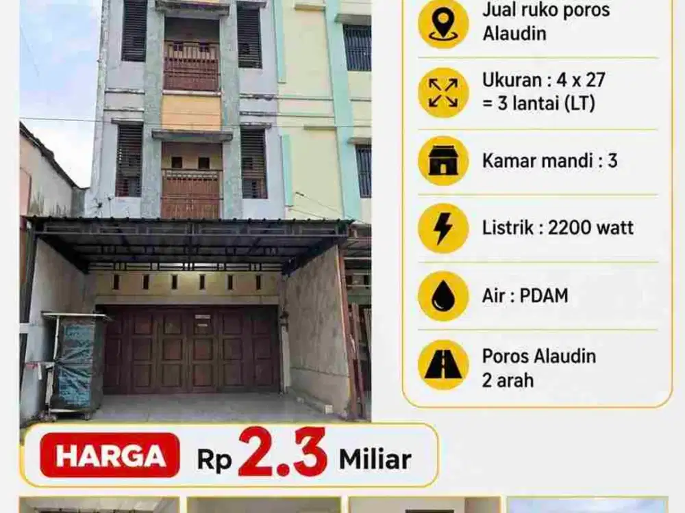 Dijual Ruko 3 lantai Jln. Sultan Alauddin Makassar