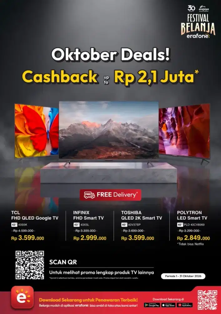 Promo cashback Tv up to 2.1Jt bisa kredit tanpa Dp