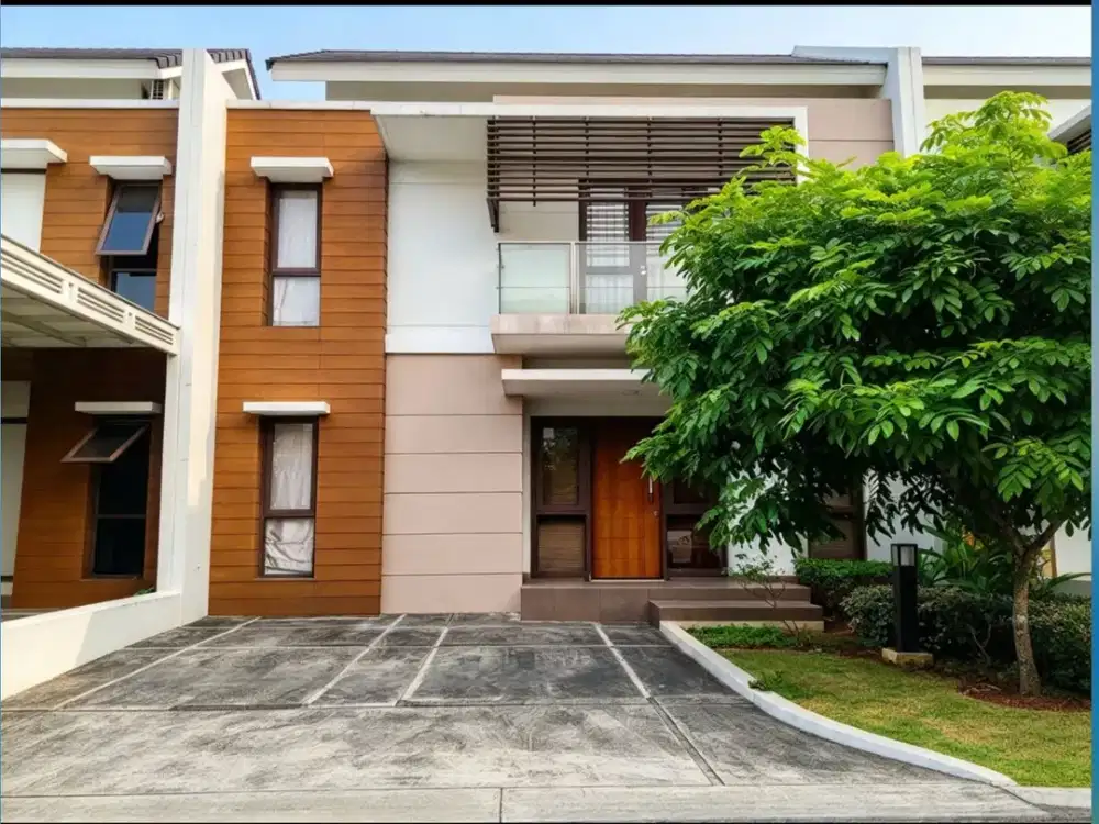 DIJUAL RUMAH CANTIK SEMI FURNISHED THE ORCHARD SUMMARECON BEKASI CLUSTER BURGUNDY LT 104 LB 118