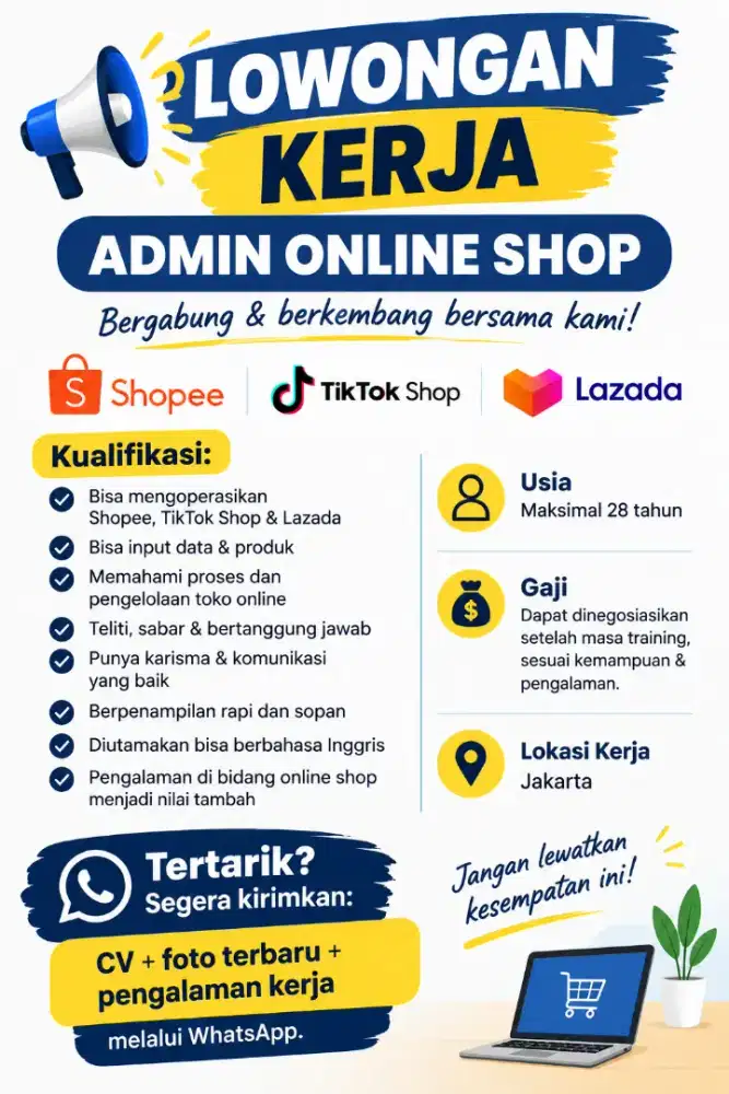 Cari karyawan yg sudh paham Dan sudh prnah krja online