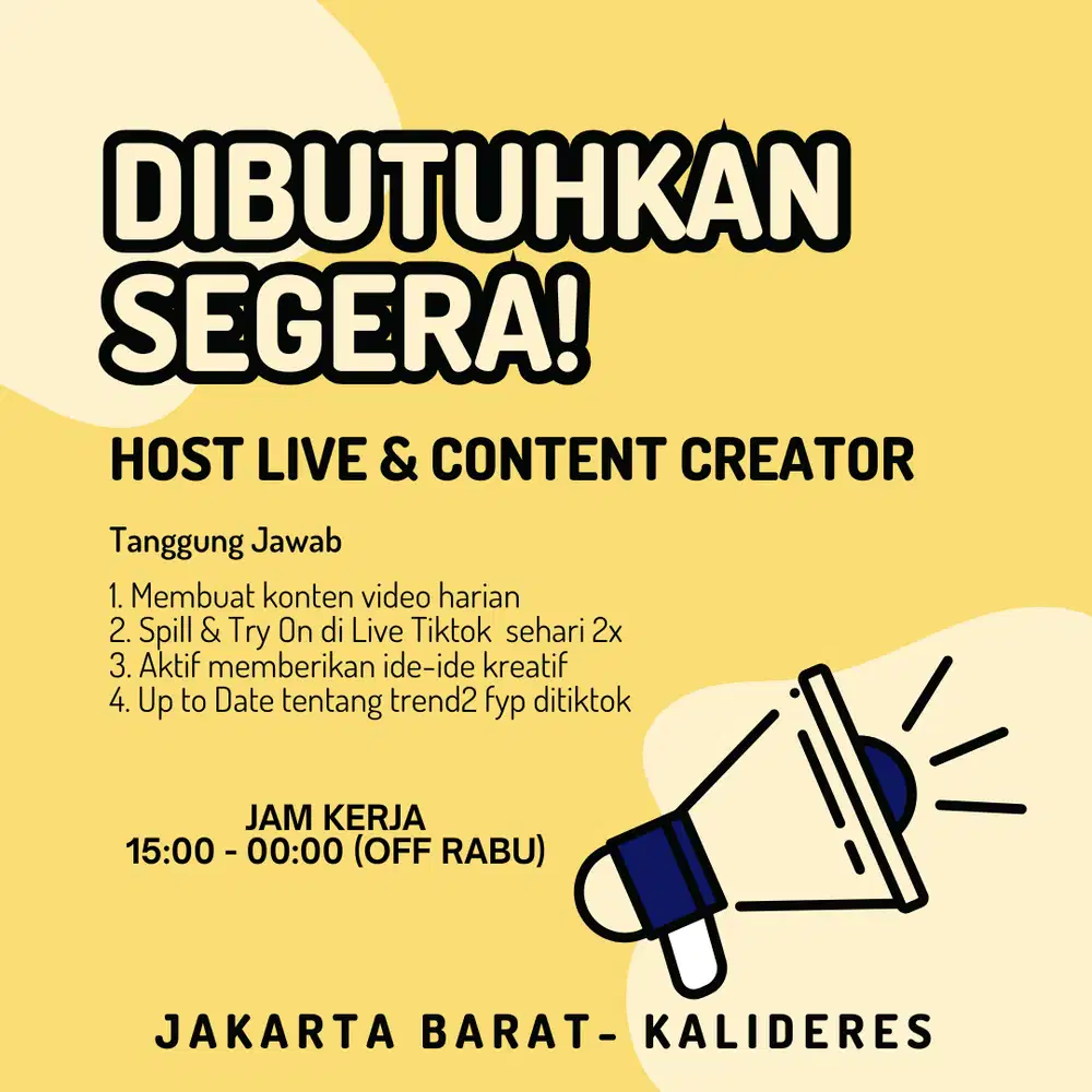 LOWONGAN KERJA HOST LIVE & CONTENT CREATOR