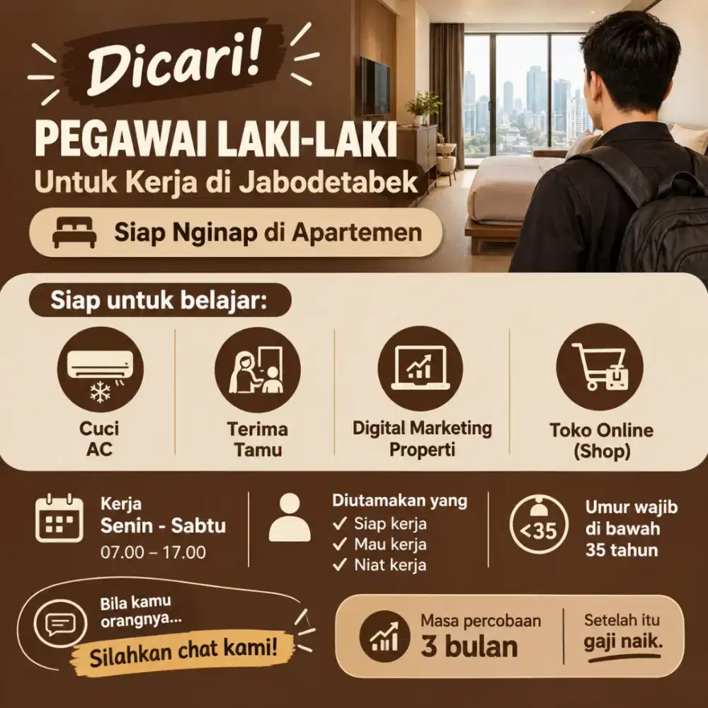 Dicari niat kerja mau kerja semangat kerja