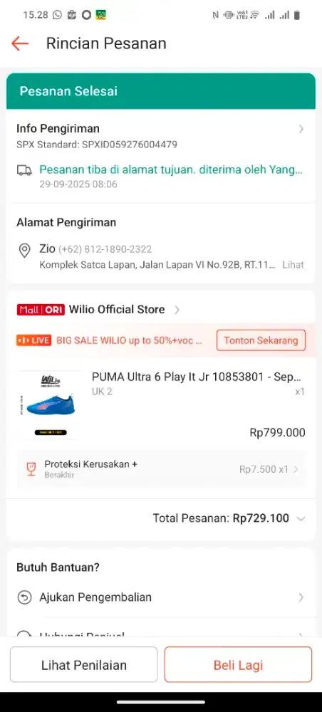 Puma Ultra 6 play it Jr sepatu futsal Anak Size 34.5