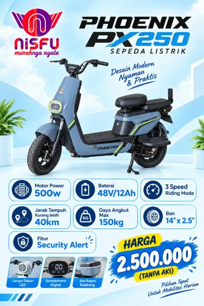 Sepeda listrik Phonix 250 (Tanpa Aki)