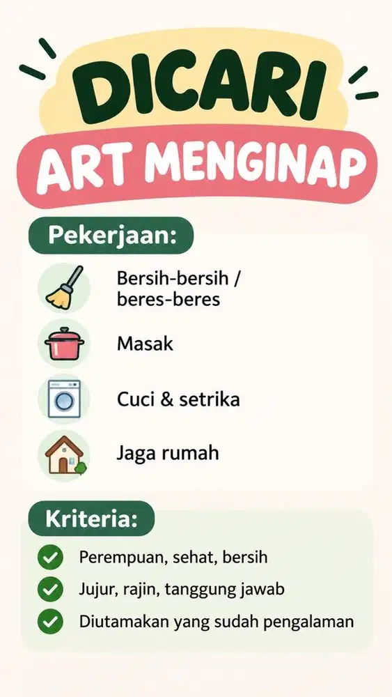 Dicari ART MENGINAP