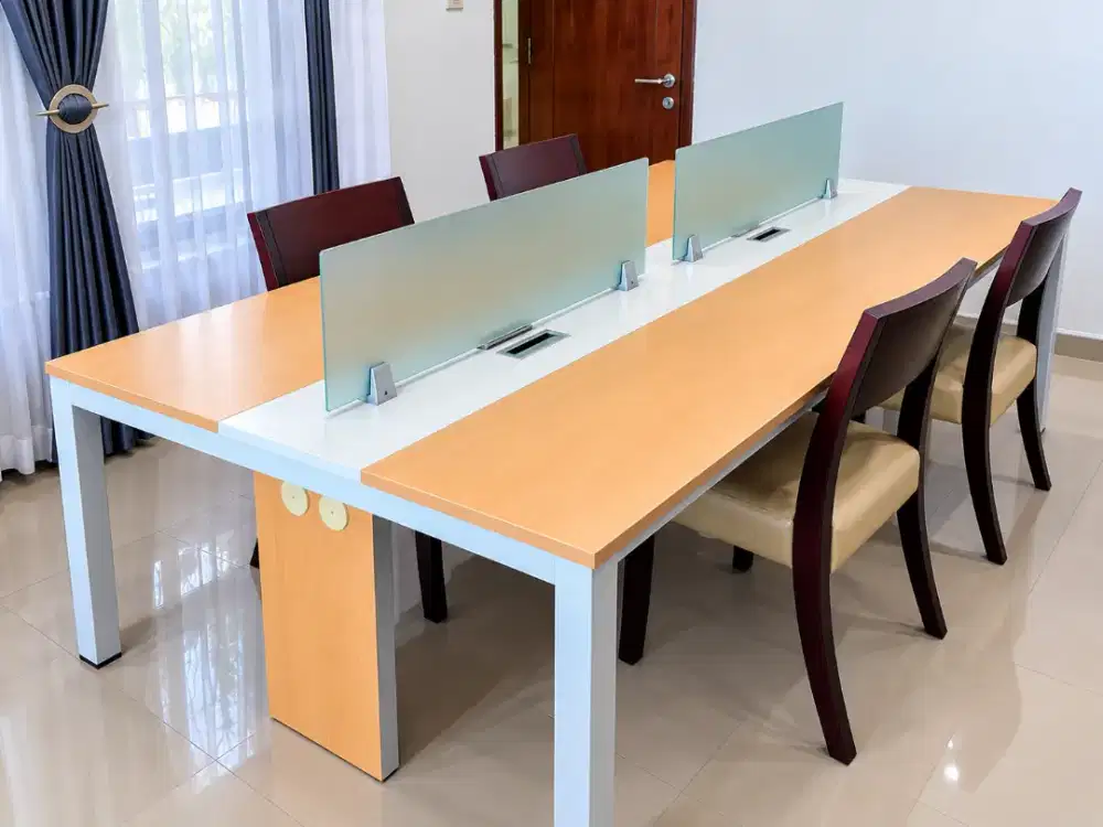 DIJUAL MEJA WORKSTATION KANTOR 4 SEAT + 4 KURSI