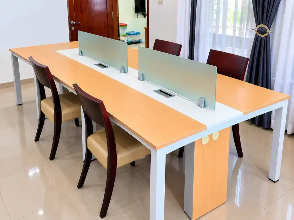 DIJUAL MEJA WORKSTATION KANTOR 4 SEAT + 4 KURSI