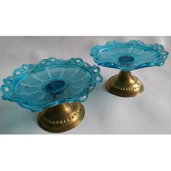 Vintage Tempat buah untuk meja makan / ruang tamu bahan glas biru