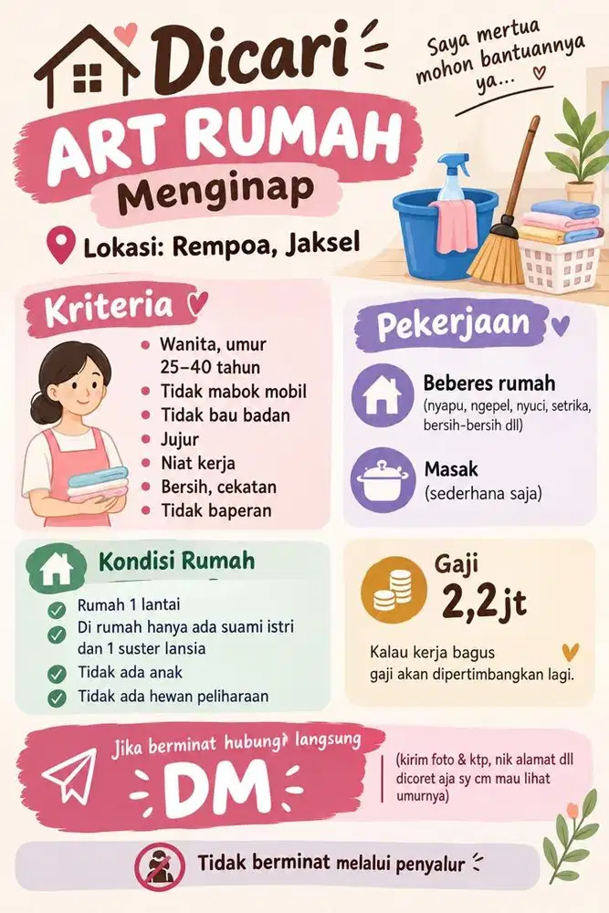 LOKER ART MENGINAP WANITA 25-40 tahun