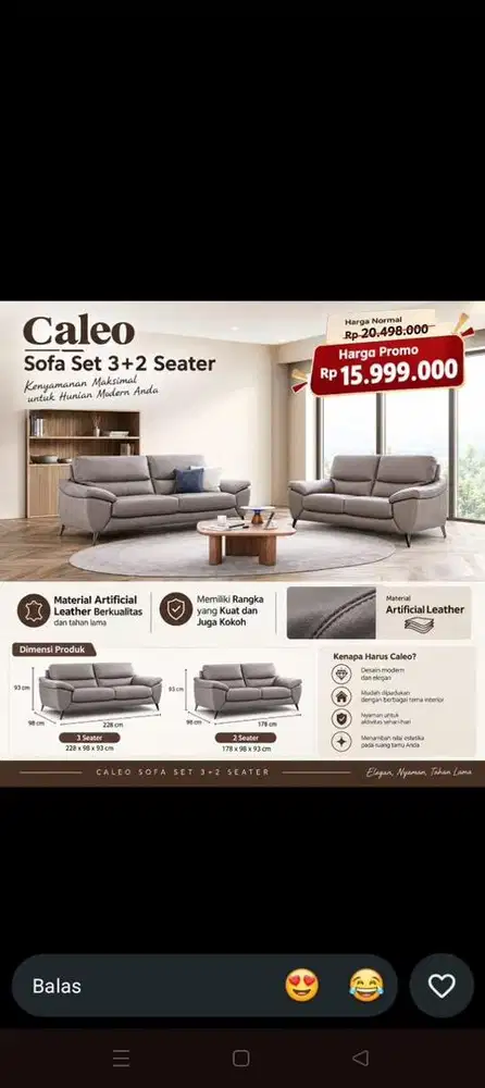 Caleo Sofa Set 3 + 2 Seater