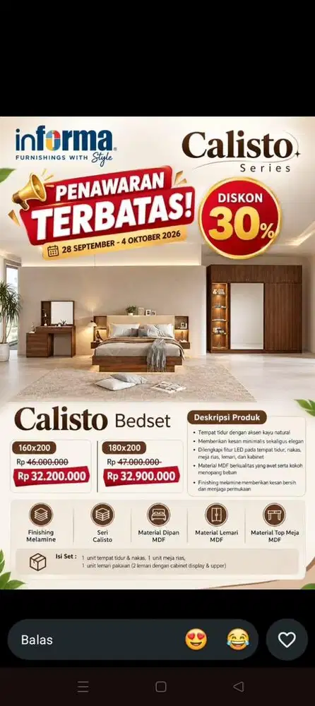 Calisto Bedset 160x200