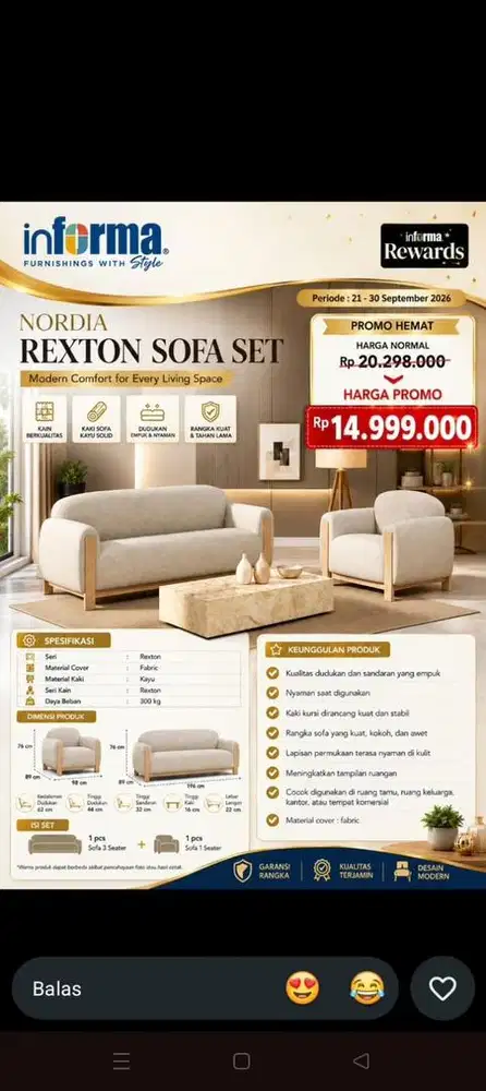 Nordia Rexton Sofa Set