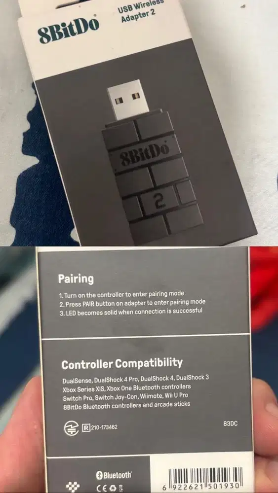 8 bitdo usb wireless bluetooth controller adapter (untuk stik game PC)