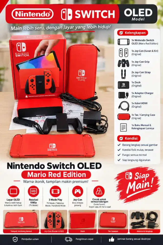 Nintendo Switch OLED Model Mario Red 512GB Ce Ef We