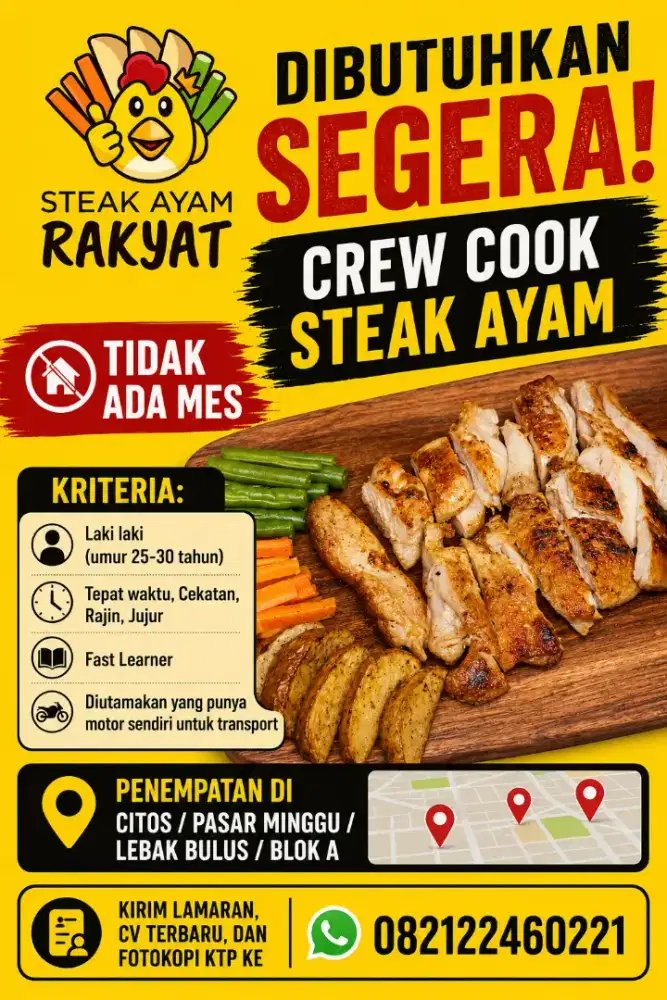 LOWONGAN KERJA STEAK AYAM RAKYAT